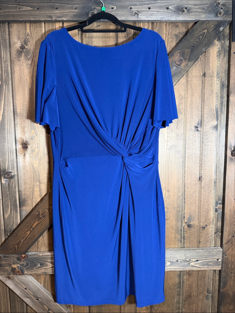 Lauren Ralph Lauren Royal Blue Knot-Front Midi Dress